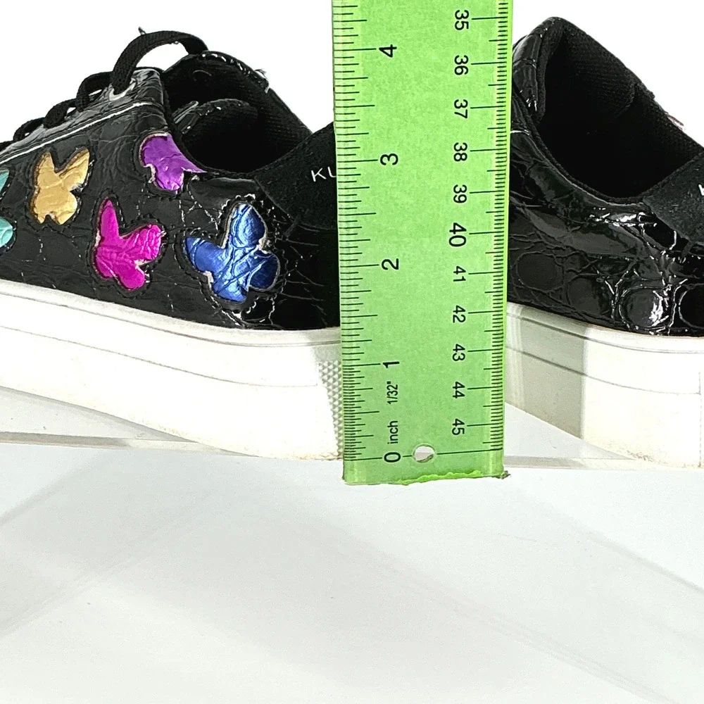 Kurt Geiger Size 12 Mini Laney Butterfly Black Croc Platform Sneakers Kids Girls